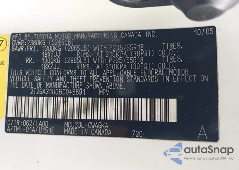 2006 Lexus Rx 330 from USA, damaged, VIN 2T2GA31U06C045691